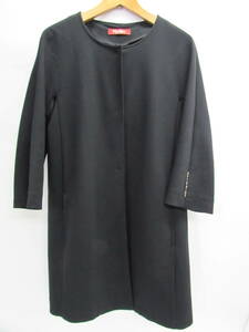 マックスマーラ MAX MARA STUDIO ノーカラー コート サイズ40 ビスコース(レーヨン) 黒 ブラック 690101026