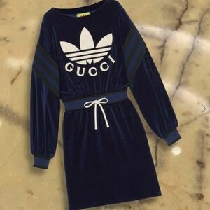 新品 Gucci×adidas コラボ★ドローストリング付き ロゴ ワンピース