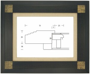 額縁 油彩額縁 油絵額縁 木製フレーム 亜土マット付 青黒 サイズF6号