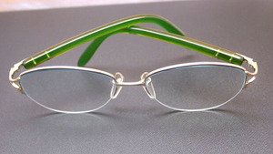 ◆９８【Ｔ・Ｂ】K14WG/YG　良加根 （よしかね）　染色緑甲・天然国産本鼈甲眼鏡