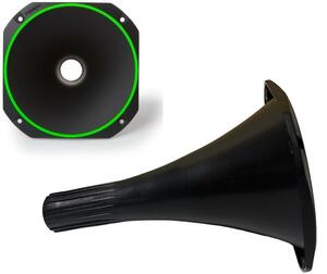 2個セット Fiamon プラスチックホーン ショート 15cm 蛍光色　緑色 カースピーカー カーオーディオ カーステレオ 外向き 重低音