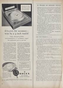 稀少・広告！1952年ロレックス 時計広告/Rolex Oyster Dayjust/Watch/the Harrison Ships` Chronometer/R