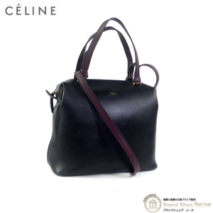 セリーヌ （CELINE） スモール ソフト キューブ 2way ショルダー ハンド バッグ 18161 旧ロゴ ブラック×バーガンディ（中古）