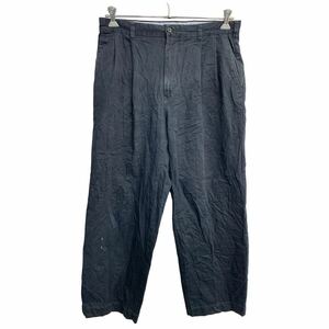 TOMMY HILFIGER チノパン W34 トミーヒルフィガー タックパンツ ブラック コットン 古着卸 アメリカ仕入 2403-1012