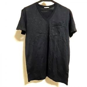 ディオールオム Dior HOMME 半袖Tシャツ サイズS - 黒×ダークブラウン メンズ Vネック トップス