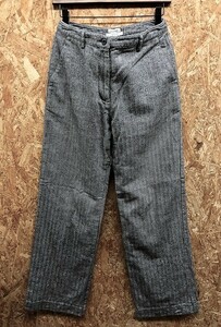 L.L.Bean エルエルビーン サイズ9-75cm レディース パンツ 裾まで裏地付き ヘリンボーンストライプ ストレート 綿100% ブラック×ホワイト