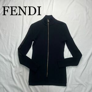 FENDI フェンディ セーター ジップ 黒 ニット 42