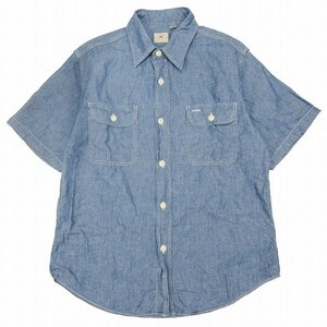 22SS シュガーケーン SUGAR CANE BLUE CHAMBRAY WORK SHIRT ブルー シャンブレー ワーク シャツ 半袖 猫目ボタン ダブルポケット コットン