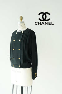 CHANEL シャネル 金ボタン ノーカラー シルク ジャケット size 38 26601 0510114