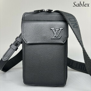 1円【新品未使用】FRID LOUIS VUITTON ルイヴィトン LVアエログラム フォンポーチ メッセンジャー ショルダーバッグ 黒 ブラック