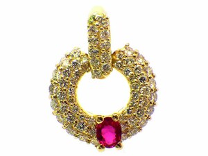 ルビー ダイヤモンドトップ K18 4.29g　Jewelry Ruby0.31ct Dia1.0ct Top
