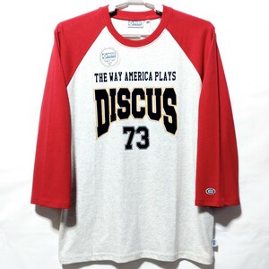 特価/未使用【サイズ=М】DISCUS ATHLETIC/ディスカス アスレチック/メンズ/七分袖/Tシャツ/胸囲=88～96cm/red×杢gray