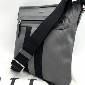 超美品/現行デザイン● BALLY バリー ショルダーバッグ サコッシュ レザー メンズ ビジネス ブラック トレインスポッティング 斜め掛け