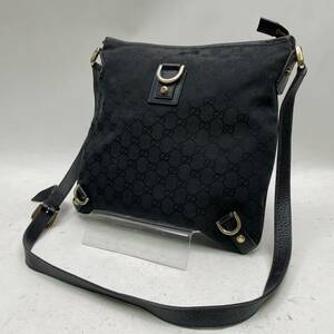 美品!GUCCI グッチ 131326 2684 ショルダーバッグ GG柄 ブラック B28-78