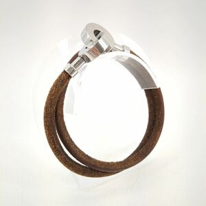 エルメス ランスロット ブレスレット チョーカー シルバー金具 レザー ブラウン アクセサリー 長さ約37cm HERMES 程度C ◆3107/SBS通り店