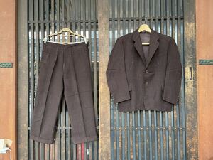 【古着】スーツ セットアップ 2ピース ジャケット上着 ズボン 昭和レトロ 大正ロマン ビンテージ アンティーク 当時物 現状品