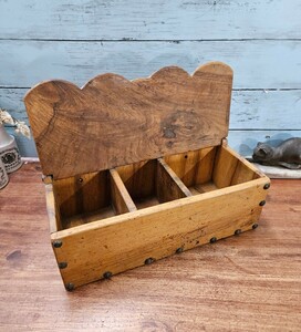フランス アンティーク 木箱 小物入れ 道具入れ 木製ボックス ケース フレンチ インテリア ブロカント 古道具