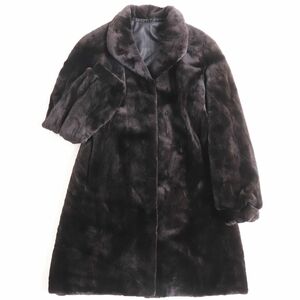 極美品●SAGA MINK サガシェアードミンク 本毛皮コート ダークブラウン（ブラックに近い） F 毛質艶やか・柔らか◎