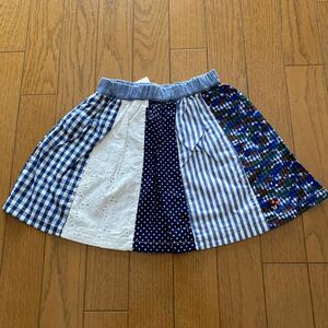 SALE　即決　新品　ミキハウス　スカート　S100〜110 コットンスカート　子供服 チェック 女の子