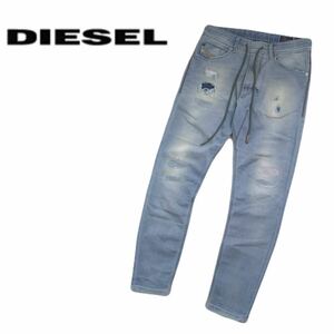 極美品 名作 ジョグジーンズ DIESEL NARROT クラッシュ&リペア加工 テーパード スウェット デニムパンツ メンズ ディーゼル 2404237