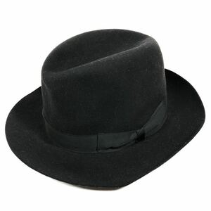 【ボルサリーノ】本物 Borsalino 中折れハット サイズ58 帽子 ハット 黒色系 男性用 メンズ イタリア製