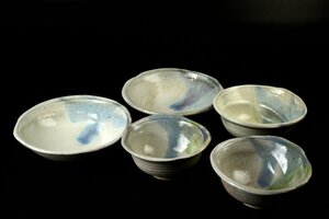 【蔵A3515d4】信楽焼　作家物　鉢　皿　三種　五点