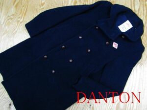 ★DANTON ダントン★レディース ウールモッサ ラウンドカラーコート JD-8531 ネイビー★R60128011B