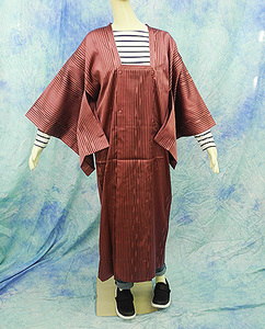 （120）着物 雨コート　ロング　SILK 正絹　美品　Japanese Kimono coat for rain　84cm rain coat