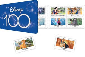 2023 フランス ディズニー100周年 切手帳 1.16ユーロ切手 x 12枚