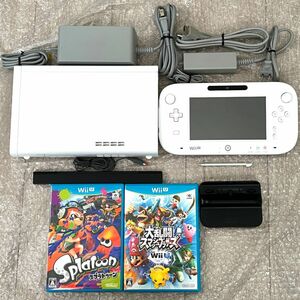 〈状態良好〉ニンテンドー Wii U 本体 シロ（白・ホワイト）32GB＋大乱闘スマッシュブラザーズ for WiiU・スプラトゥーン NINTENDO SHIRO