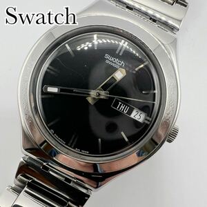 Swatch スウォッチ　日付　腕時計　ブラック　シルバー　稼働品　送料無料