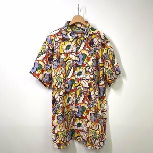 【美品】ETRO エトロ 総柄 リネンシャツ 2XL マルチカラー 半袖 麻 フラワー 花柄 イタリア製