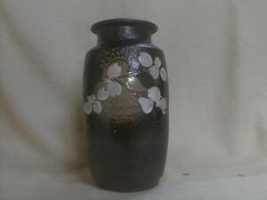 白い花　色絵　小瓶型花生け　21x10.5cm　1kg　陶器製飾り置物