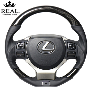 REAL-レアル　純正交換ステアリ ング　レクサスシリーズ　LEXUS NX (10系:後期) H29(2017).9～ /ブラックカーボン　品番：LXB-BKC-BK