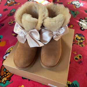 UGG アグ ブーツ フロントリボンブーツ30分程使用used24cm