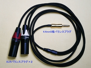 4.4mm5極バランス出力 ⇒ PA、ミキサー、コンポ、カーステ 等接続ケーブル （2.5mm4極プラグも可）