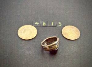 12号　 コインリング　 カラス1銭黄銅貨使用 　ハンドメイド手作り指輪 　1点物です（4613）送料無料 他にも銀貨や銅貨の指輪を出品中