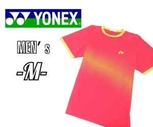 送料込み メンズM◇YONEX◇プラクティスシャツ 赤×GOLD