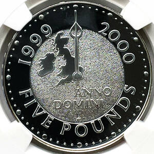 【1000年に一度の記念硬貨】1999年 イギリス ミレニアム（千年紀）記念 ロイヤルミント NGC PF69UC 銀貨 5ポンド PCGS