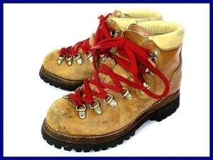 60s-70s頃?USA製ビンテージ★Vibram Depose Montagna Bloc/3段表記ビブラムソール★重登山トレッキングシューズ【5.5D/22.5-23.5/茶◆3@J04