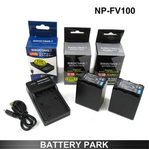 SONY NP-FV100 互換バッテリー2個と互換充電器　FDR-AX60 FDR-AX45 FDR-AX700 FDR-AX55 FDR-AX45 FDR-AX30 HDR-CX535