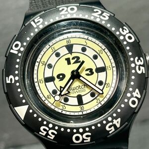 美品 SWATCH スウォッチ ZARD SCUBA 200ｍ AG1994 腕時計 クオーツ アナログ 回転ベゼル ホワイト×ライトグリーン 新品電池交換済み