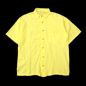 ☆送料無料☆ 90s ビンテージ USA製 半袖 コットン シャツ メンズ 90年代 古着 黄色 ワーク アメカジ ヴィンテージ 