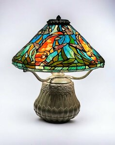 B105 TIFFANY STUDIOS NEW YORK ティファニー　スタジオ　魚文テーブルランプ　L.C　スタイル　スタイル　真作