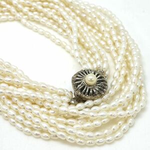 ◆本真珠9連ネックレス◆M 約48.5g 約47.5cm pearl パール jewelry necklace ジュエリー DA0/DB0