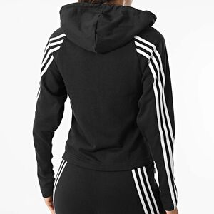 ★アディダス ADIDAS 新品 レディース 人気ライン 裏毛 トラックスーツ パーカー ジャケット 上下セット 黒 [SETH67030-L] 五 弐★QWER★