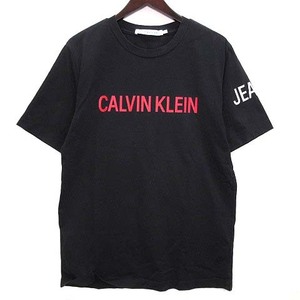 カルバンクラインジーンズ Calvin Klein Jeans インスティテューショナル ロゴ スリム Tシャツ カットソー 半袖 クルーネック ブラック M