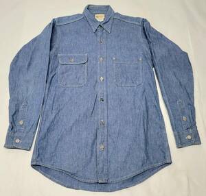 90s USA製 melton シャンブレーシャツ Mサイズ 90年代 アメリカ製 メタルボタン ワークシャツ ビンテージ