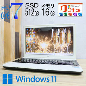 ★中古PC 最上級4コアi7！新品SSD512GB メモリ16GB★LS550/J Core i7-3632QM Webカメラ Win11 MS Office2019 Home&Business★P69079