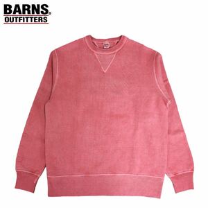 BARNS BR-3000PG 65P RED/SIZE S “COZUN GUSSET CREW SWEAT PIGMENT DYEING”バーンズ コズンガセットクルースウェット ワンウォッシュ